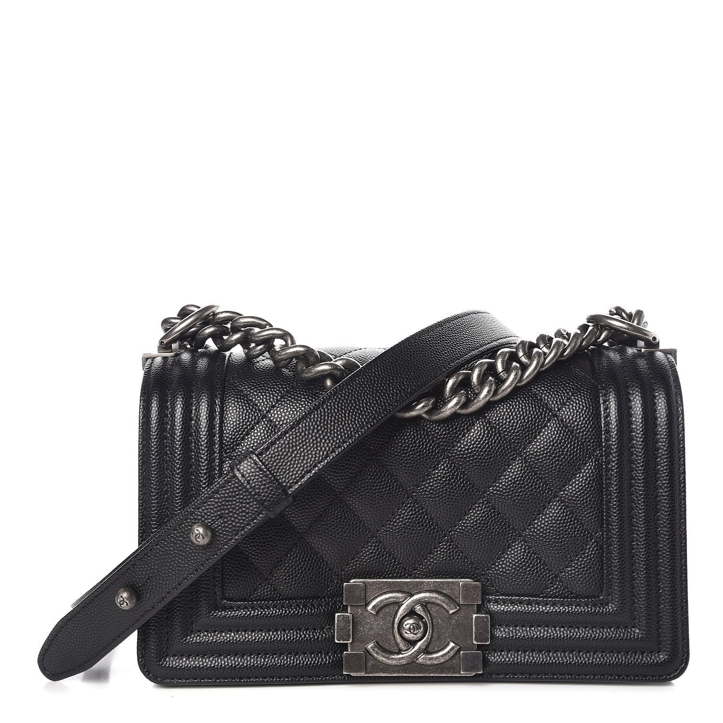 Caviar Quilted Small Boy Flap Black