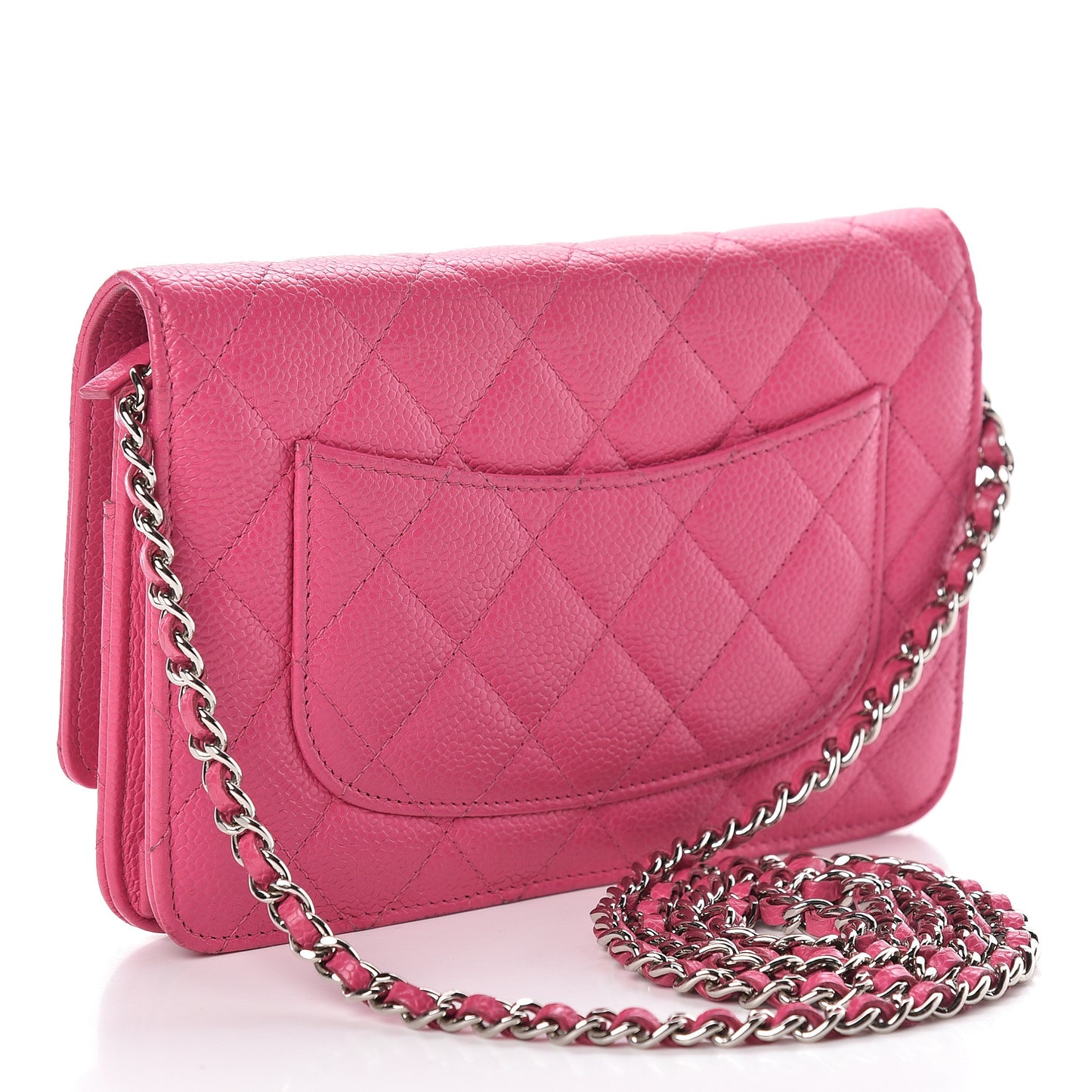 Caviar Quilted Wallet on Chain WOC Pink