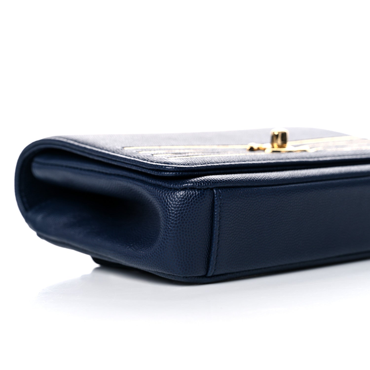 Chanel Grained Calfskin Embroidered Captain Gold Flap Belt Bag Navy 7 of 9
