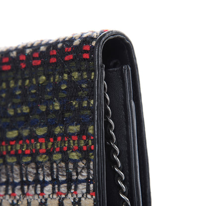 Chanel Tweed Wallet On Chain WOC Green Red Beige Black 10 of 16