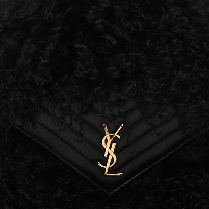 Saint Laurent Shearling Lambskin Joe Backpack Black 7 of 13