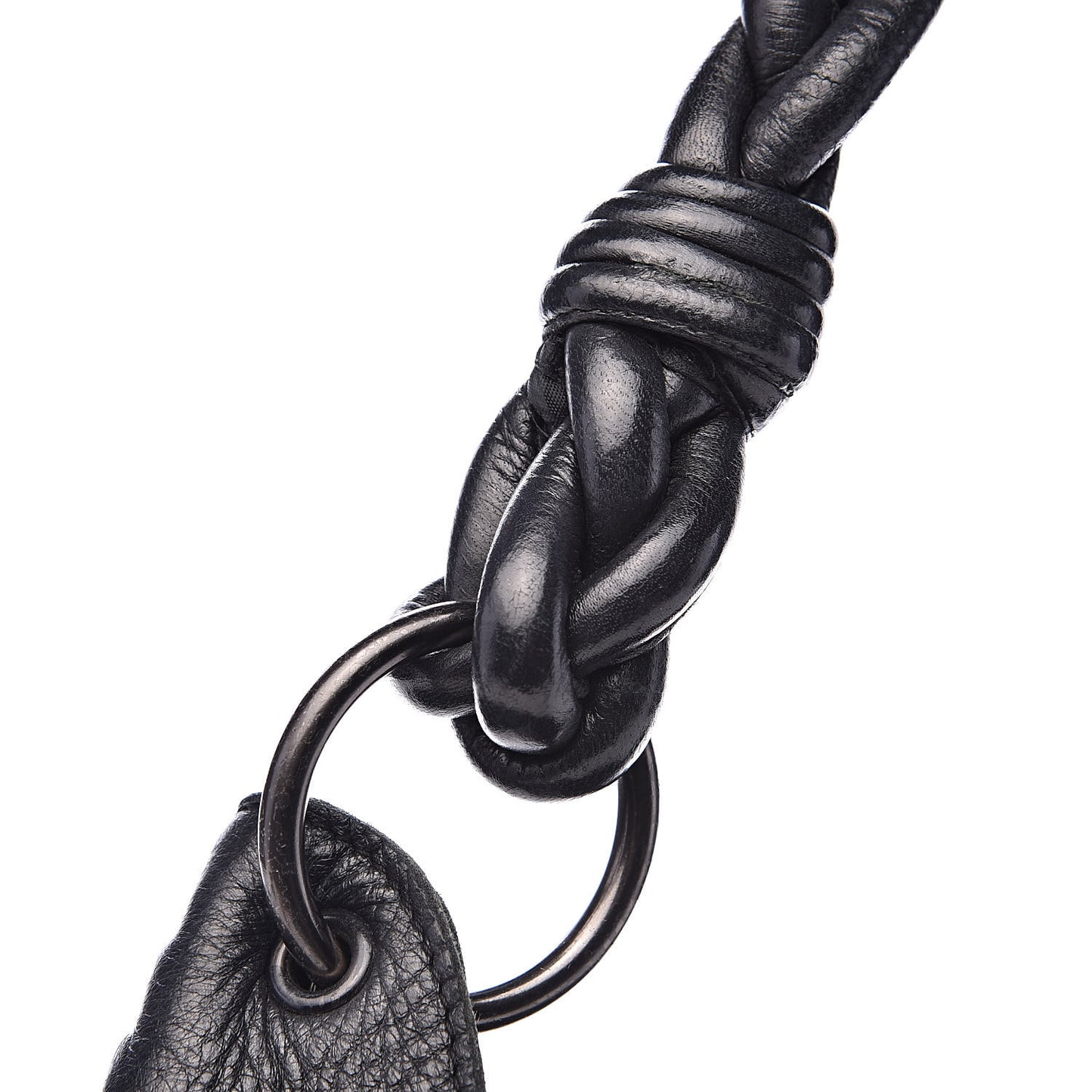 Cervo Deerskin Braided Ring Shoulder Bag Black