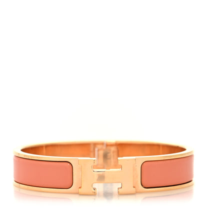 Hermes Enamel Narrow Clic Clac H Bracelet PM Rose Saumon 1 of 5
