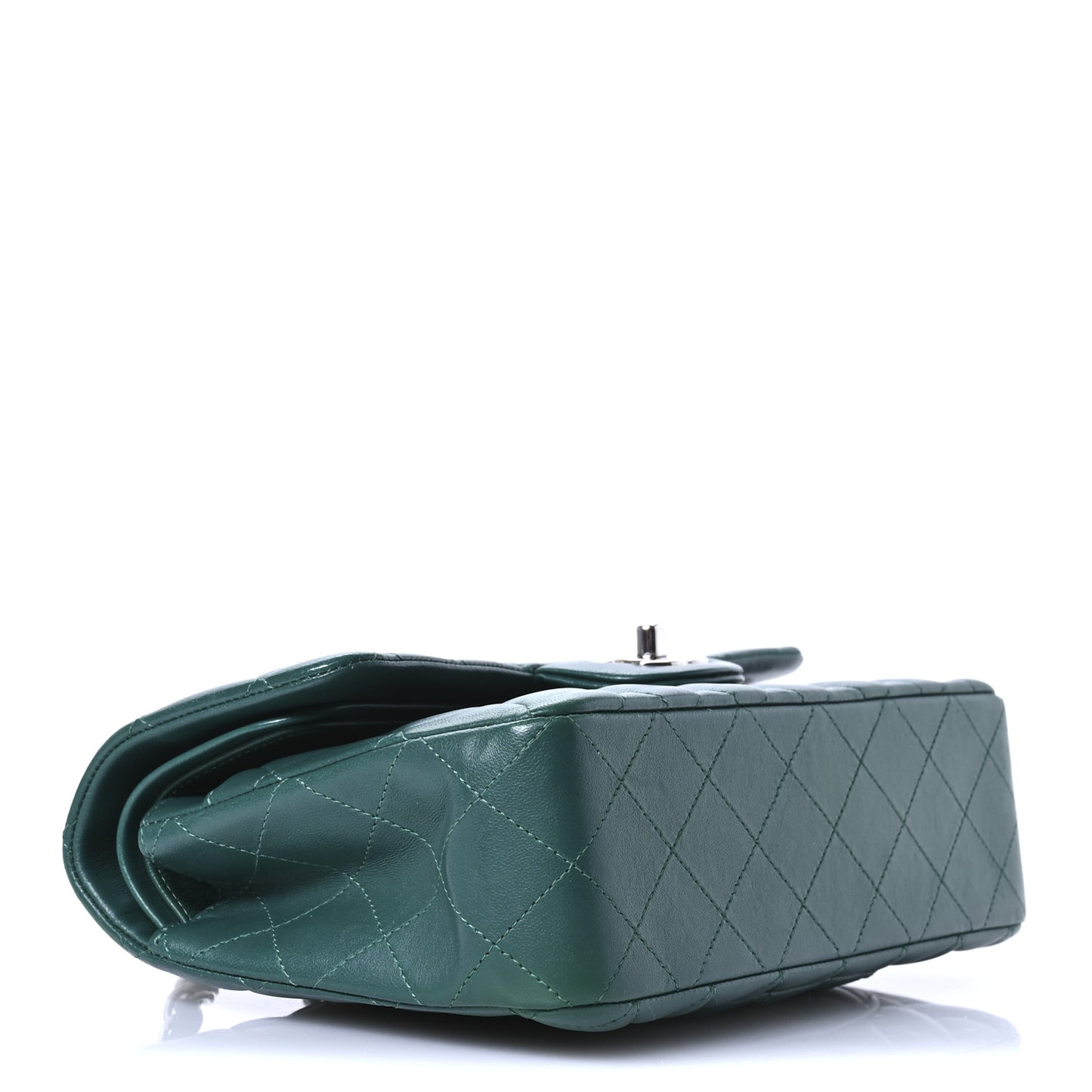 Lambskin Quilted Small Double Flap Green