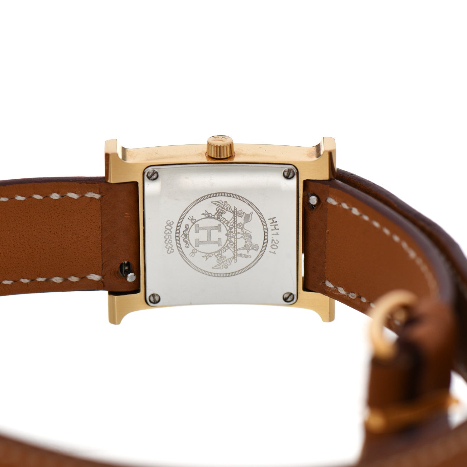 Hermes Stainless Steel Epsom 21mm Heure H Hour Double Tour Quartz Watch Gold 4 of 6