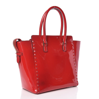 Valentino Garavani Patent Monochrome Rockstud Double Handle Tote Rosso Valentino 3 of 15