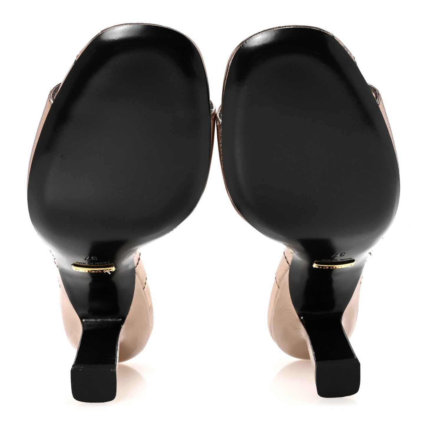 Metallic Nappa Crystal Double G Mules 37 Rame