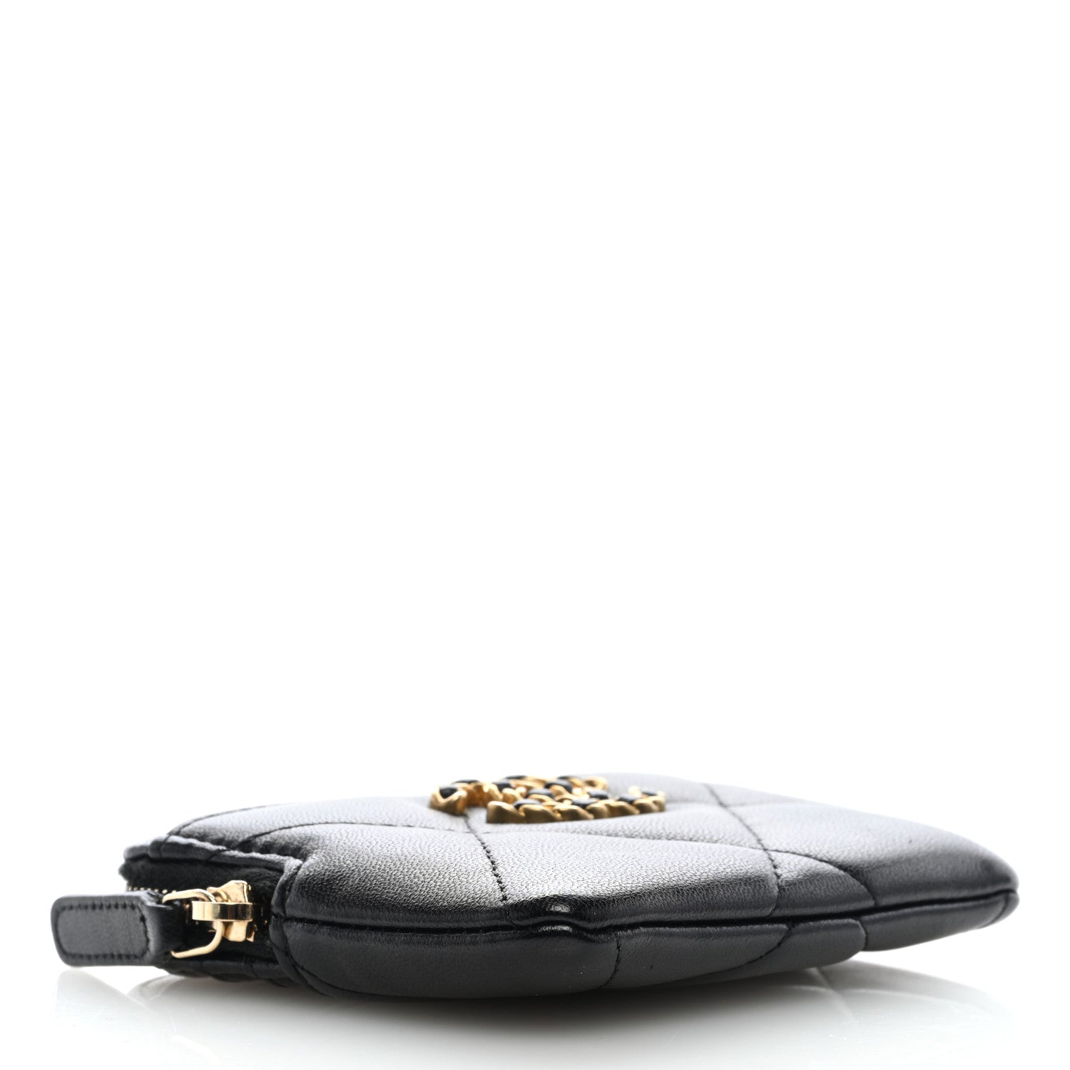 Chanel Lambskin Quilted Chanel 19 Zip Card Holder Wallet Black 3 of 6