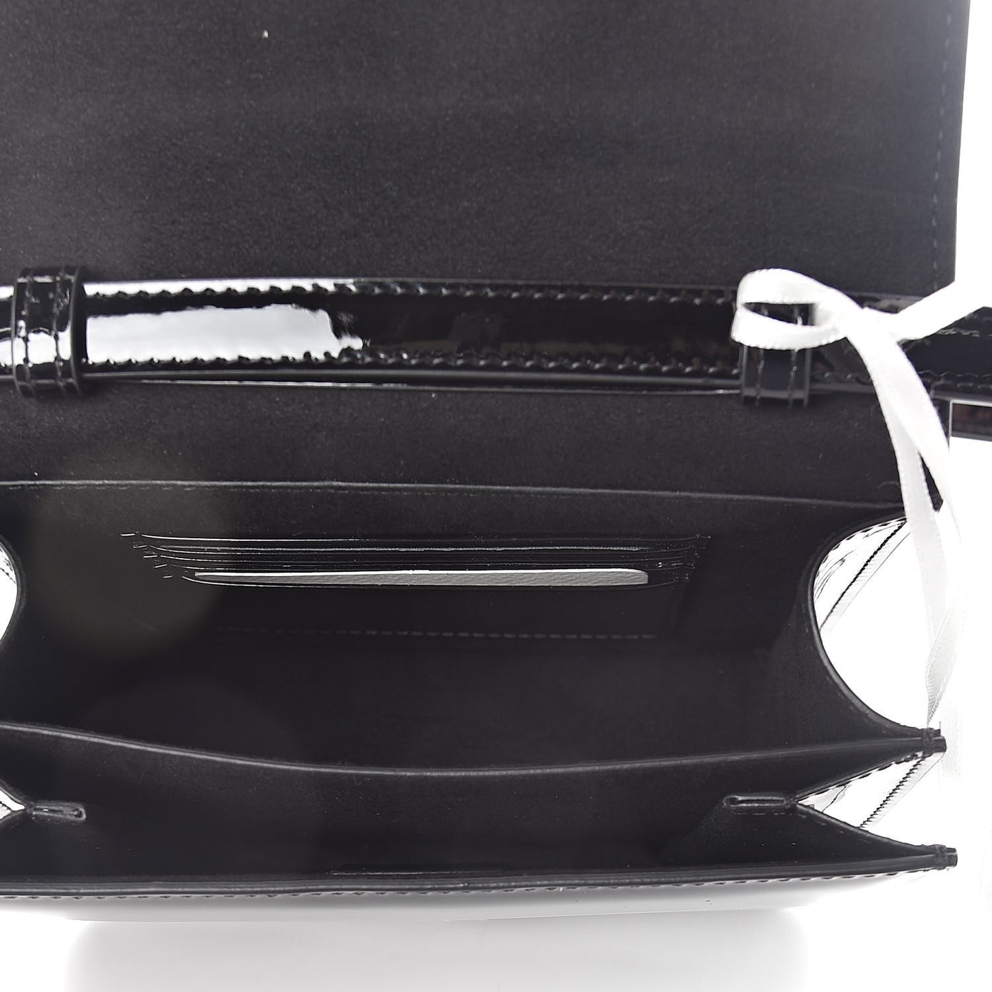 Vitello Vernice Mou Karligraphy Crossbody Bag Black