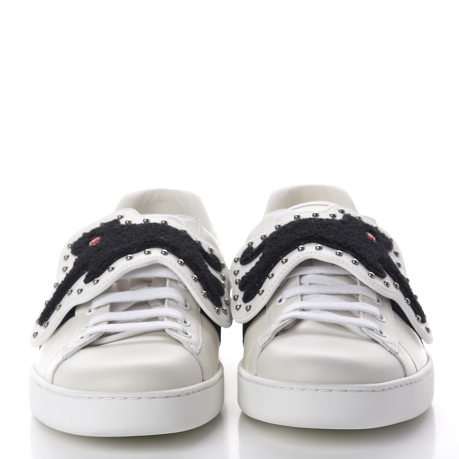 Gucci Calfskin Ayers Web Panther Embroidered Mens Ace Sneakers 11 White 2 of 7