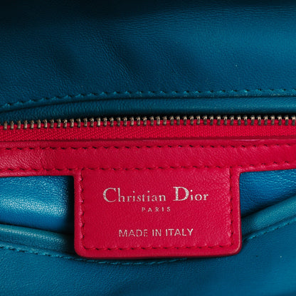 Christian Dior Lambskin Cannage Medium Tri-Color Lady Dior Sapphire Fuchsia Turquoise 6 of 7