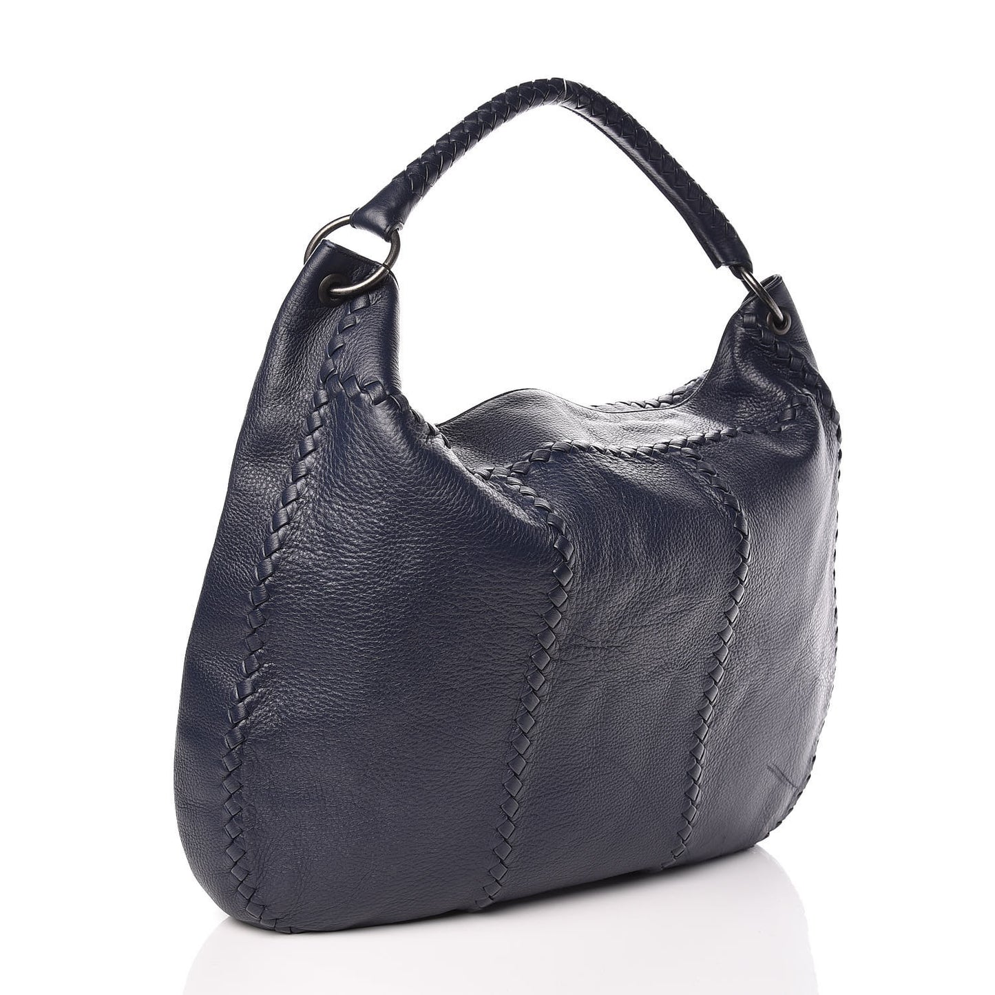 Washed Cervo Deerskin Large Hobo China Blue