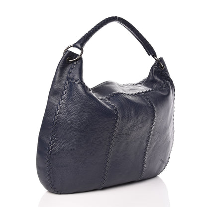 Bottega Veneta Washed Cervo Deerskin Large Hobo China Blue 3 of 9