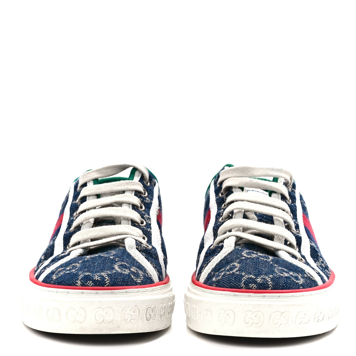 Gucci New Denim GG Monogram Web Womens 1977 Tennis Sneakers 36.5 Blue Tea Mystic White 2 of 8