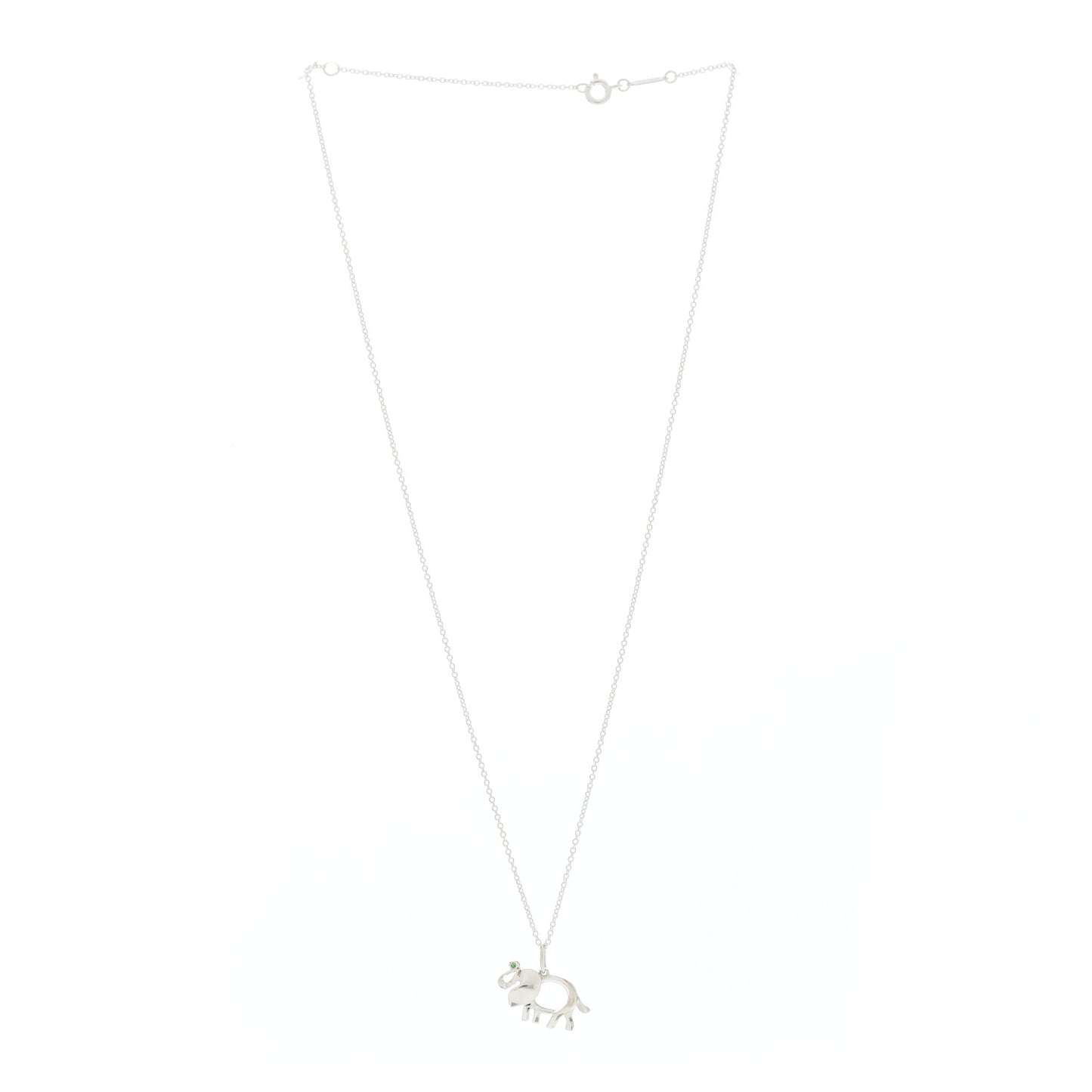 Sterling Silver Tsavorite Save the Wild Elephant Charm Necklace