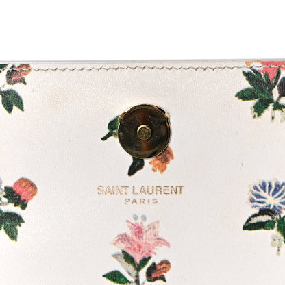 Saint Laurent Calfskin Prairie Flower Printed Small Classic Monogram Kate Satchel White 5 of 13