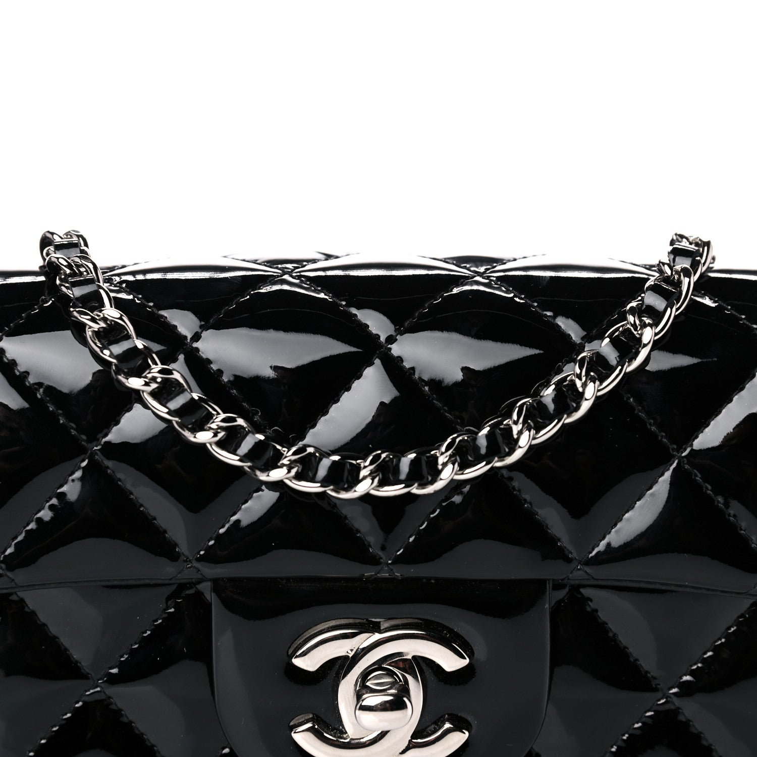 Chanel Patent Calfskin Quilted Extra Mini Rectangular Flap Black 10 of 13