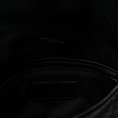 Saint Laurent Calfskin Quilted Toy Loulou Puffer Monogram Monochrome Chain Satchel Black 6 of 10