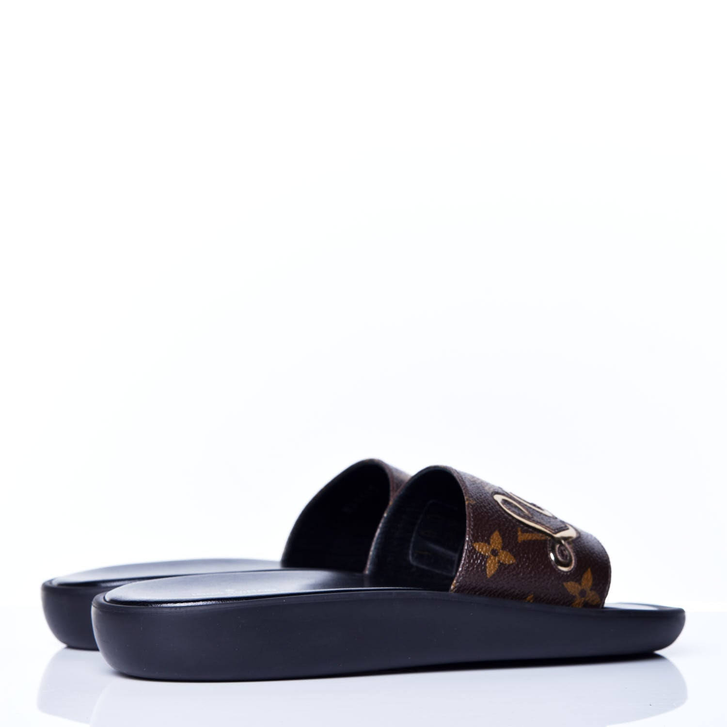 Louis Vuitton Metallic Calfskin Monogram Logo Sunbath Slide Sandals 36 4 of 8