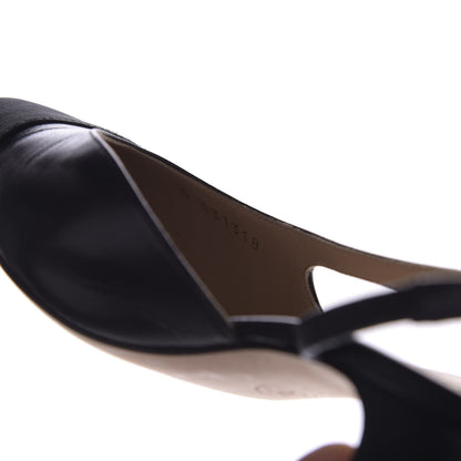 Chanel Goatskin Grosgrain Cap Toe CC Slingback Sandals 36 Black 10 of 11