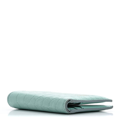 Tom Ford Calfskin Crocodile Embossed Bi-Fold Card Case Pastel Turquoise 4 of 11