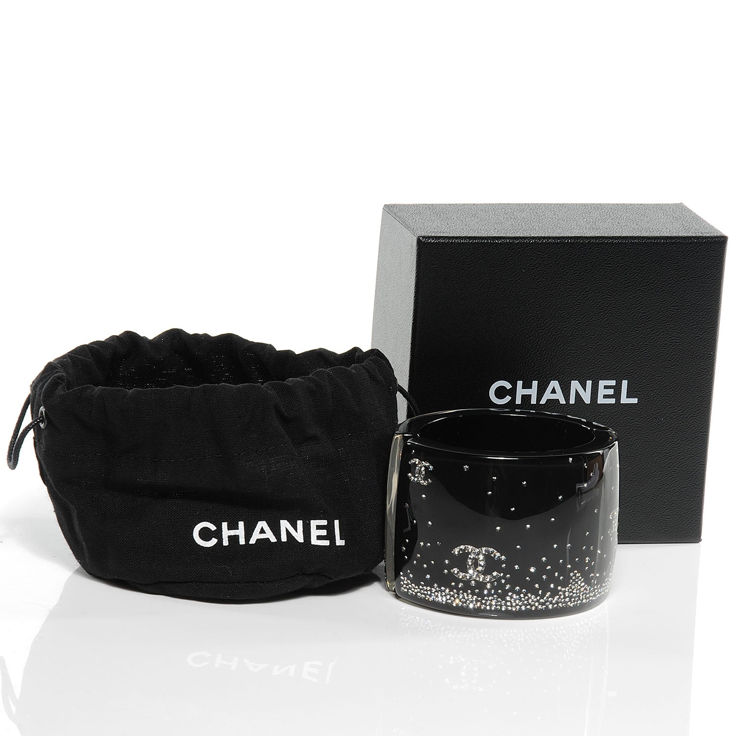 Chanel Resin Crystal CC Cuff Black 5 of 6