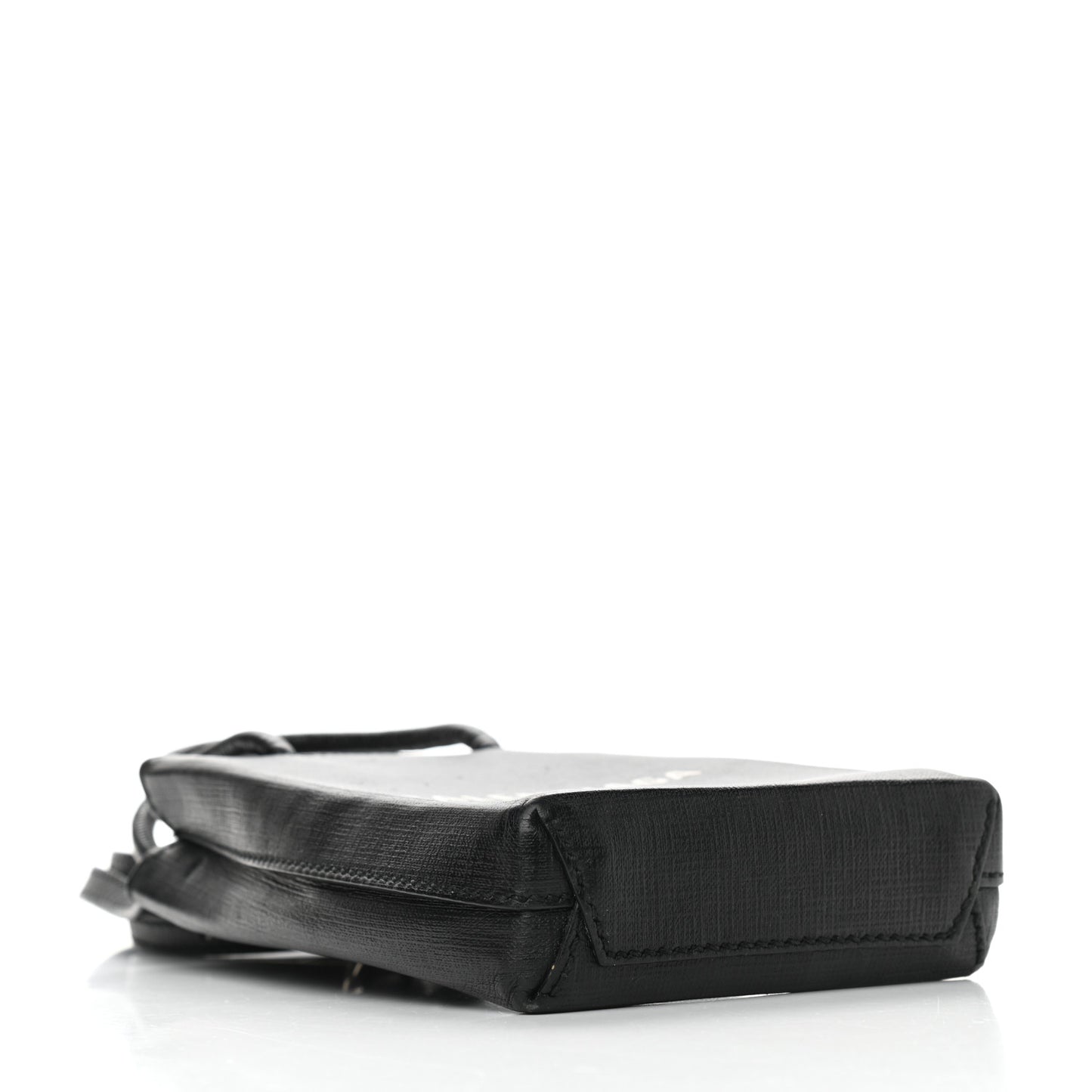 Squared Calfskin Logo Shopping Phone Holder Bag Black