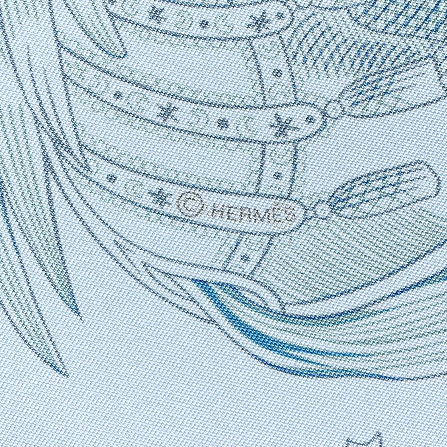 Hermes Silk Della Cavalleria Favolosa Reversible Scarf 90 Azure Bleu Petrole 4 of 6