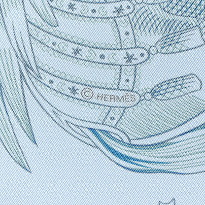 Hermes Silk Della Cavalleria Favolosa Reversible Scarf 90 Azure Bleu Petrole 4 of 6