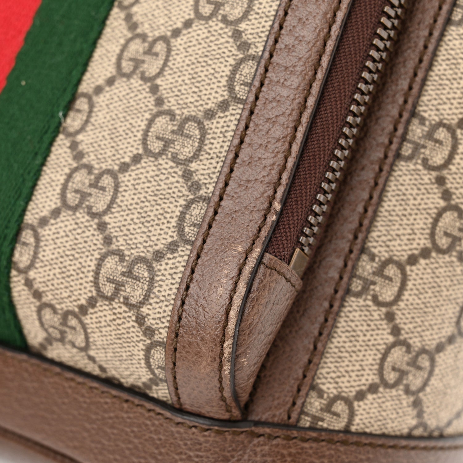 Gucci GG Supreme Monogram Calfskin Web Small Ophidia Day Backpack Beige Ebony New Acero 11 of 12