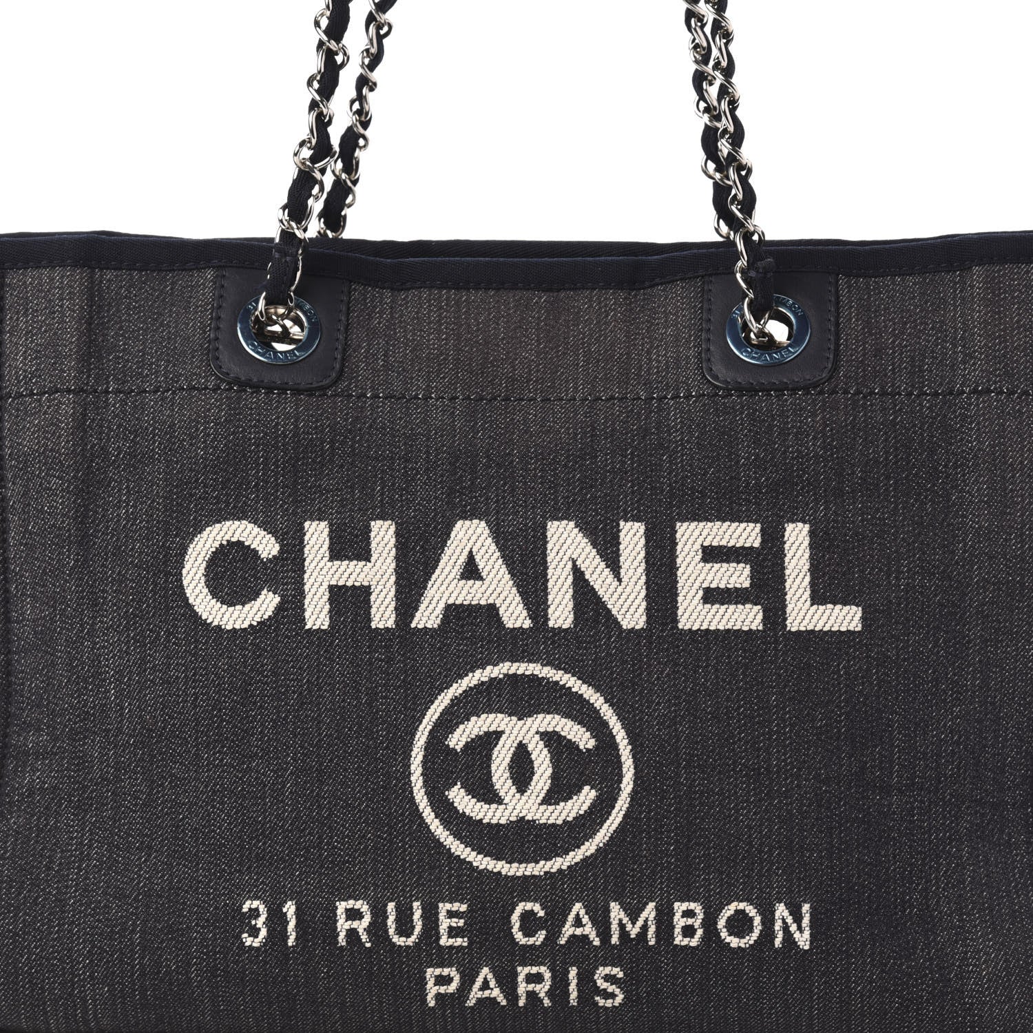 Chanel Denim Small Deauville Tote Dark Blue 10 of 10