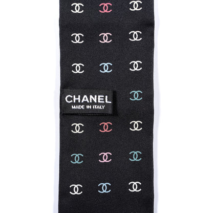 Chanel Silk Polka Dot CC Slim Bandeau Black Multicolor 4 of 4