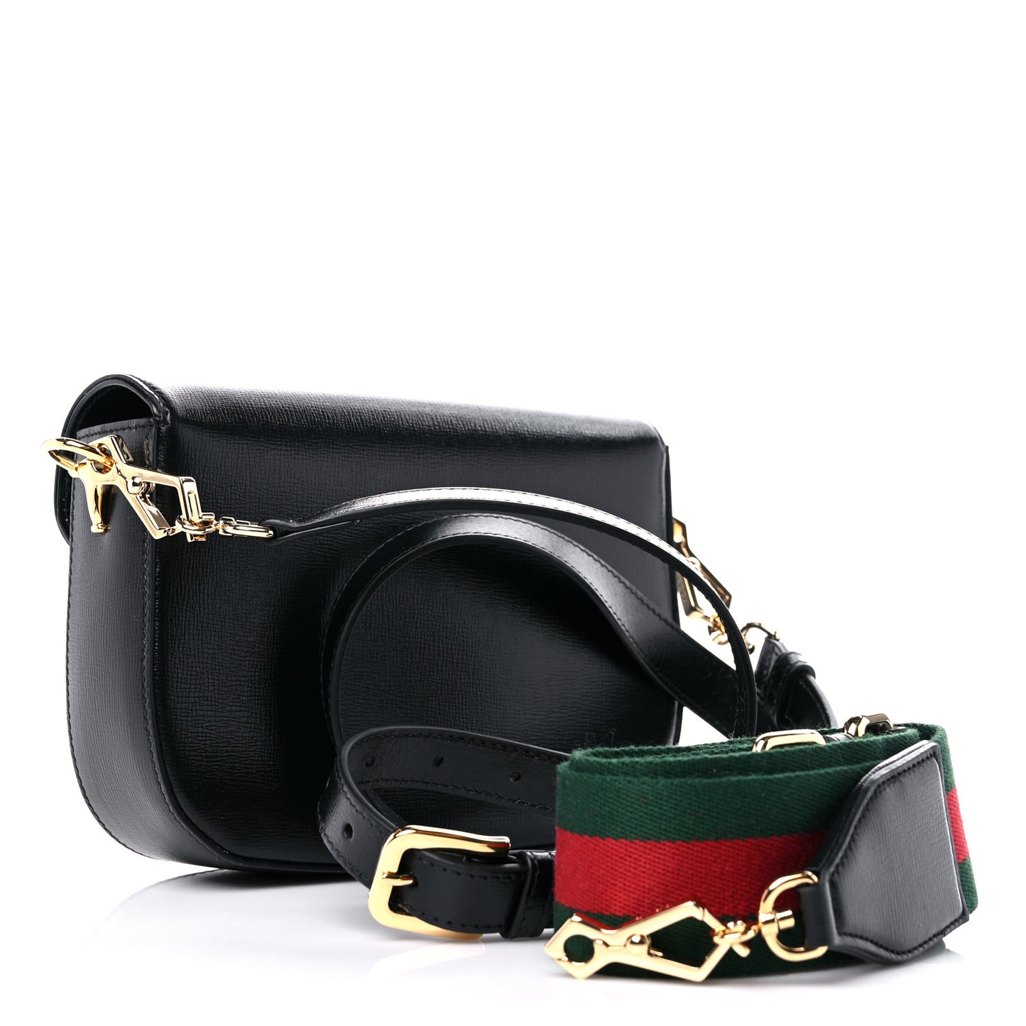 Azalea Calfskin Web Mini Horsebit 1955 Shoulder Bag Black
