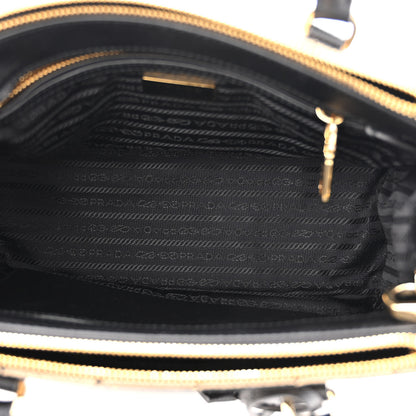 Prada Jacquard Saffiano Triangolo Symbole Embroidered Small Galleria Double Zip Tote Black Corda 5 of 10