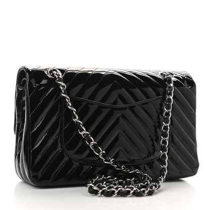 Chanel Patent Chevron Quilted Medium Double Flap Black 3 of 10