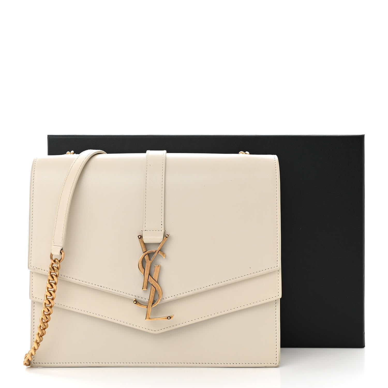 Saint Laurent Smooth Calfskin Monogram Medium Sulpice Shoulder Bag Light Natural 16 of 16