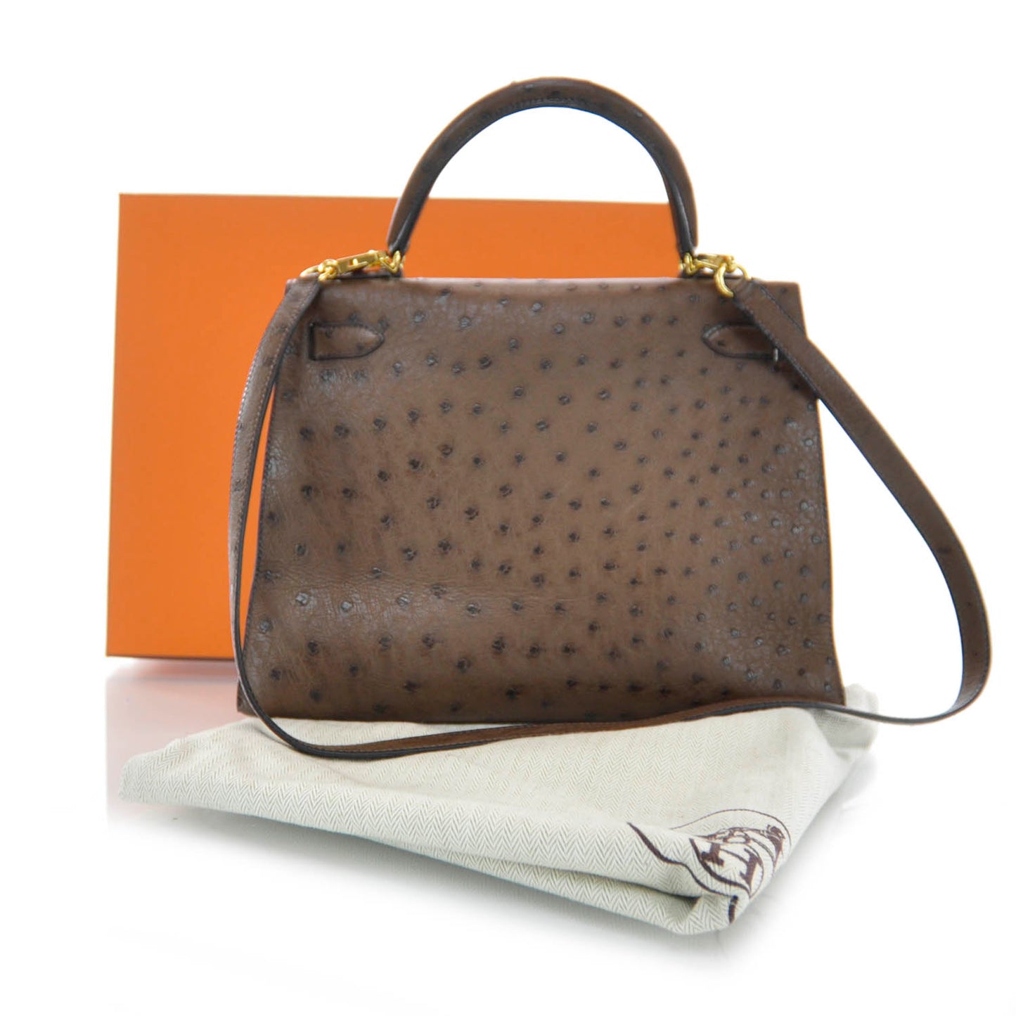 Ostrich Kelly 28 Chocolate