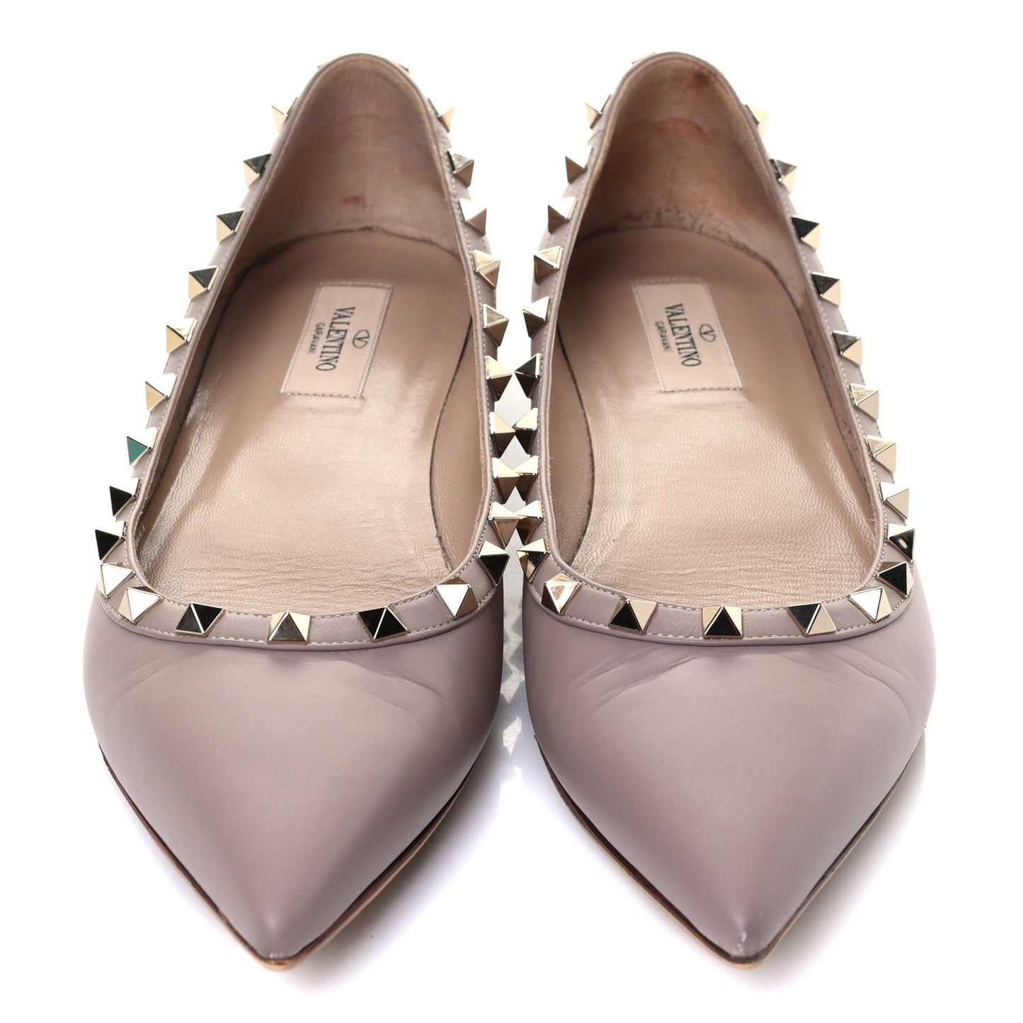 Nappa Rockstud Ballerina Flats 39.5 Poudre
