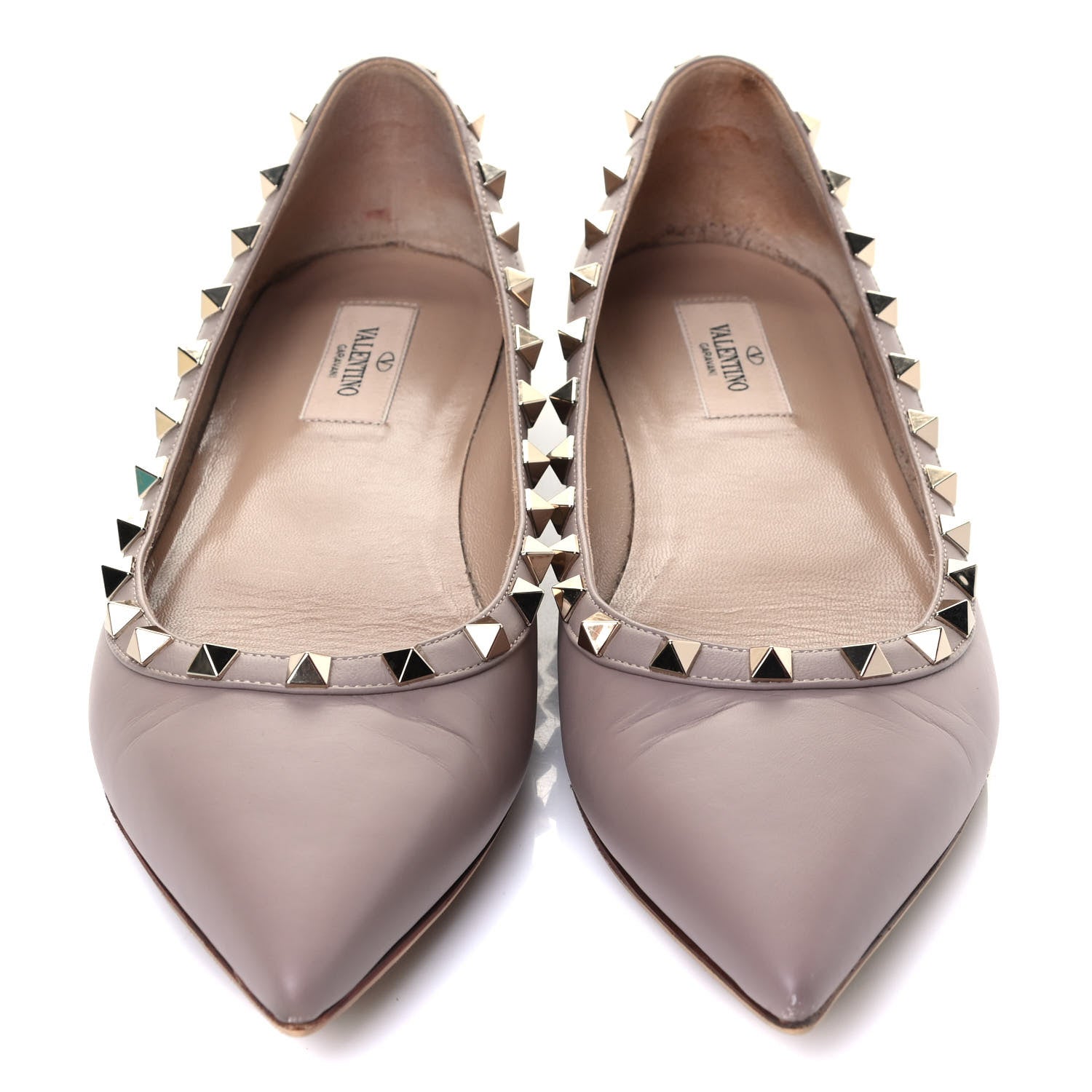 Valentino Garavani Nappa Rockstud Ballerina Flats 39.5 Poudre 5 of 22
