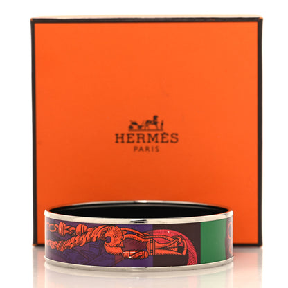 Hermes Enamel Printed Della Cavalleria Wide Bracelet 70 Cacao 6 of 6
