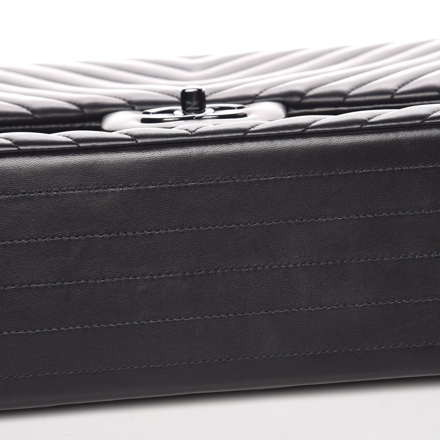 Lambskin Chevron Quilted Maxi Double Flap So Black