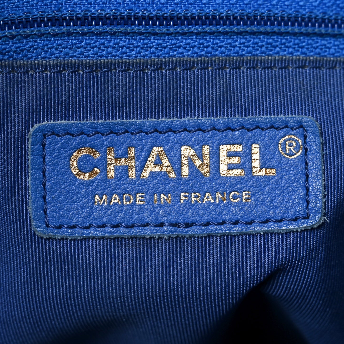 Calfskin Quilted Large CC Shopping Tote Blue