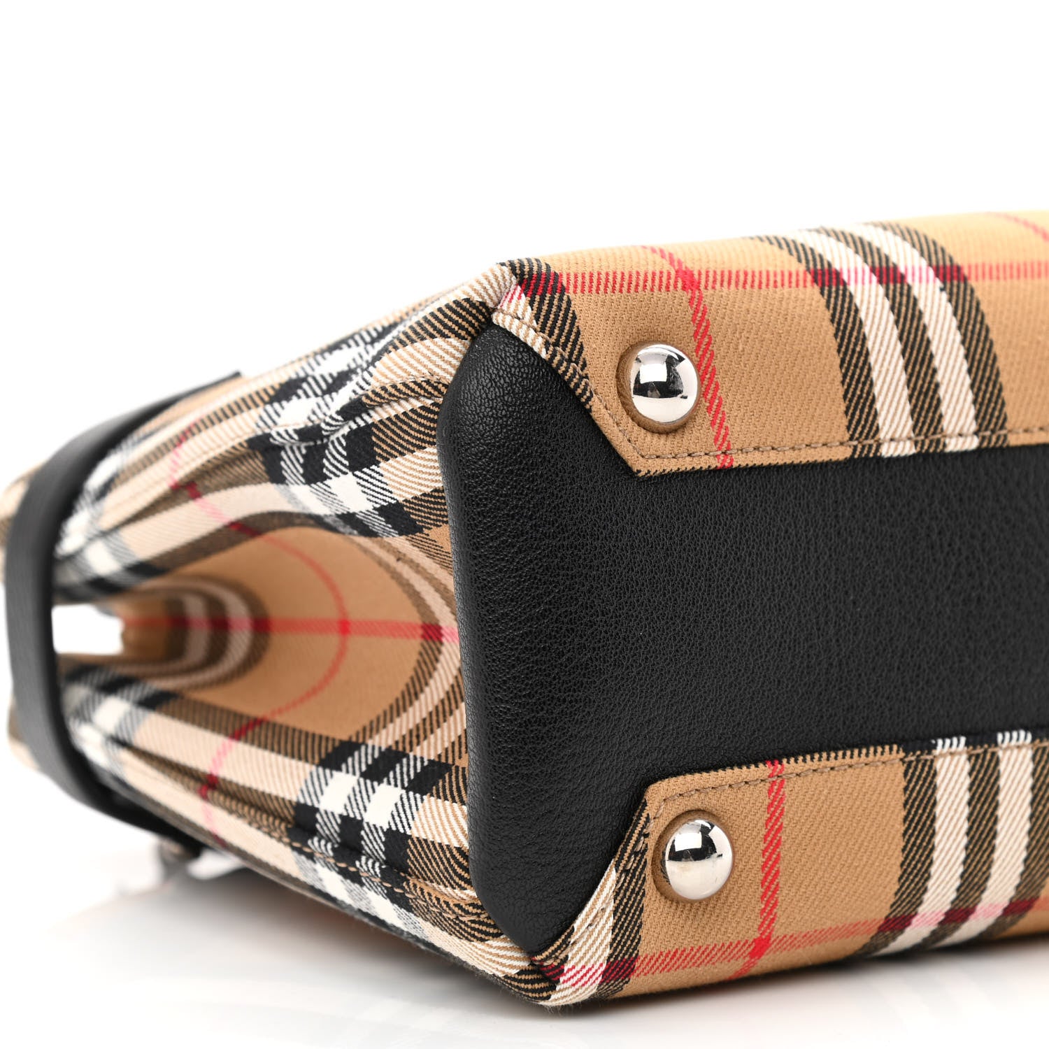 Burberry Goatskin Vintage Check Small Banner Tote Black 10 of 11