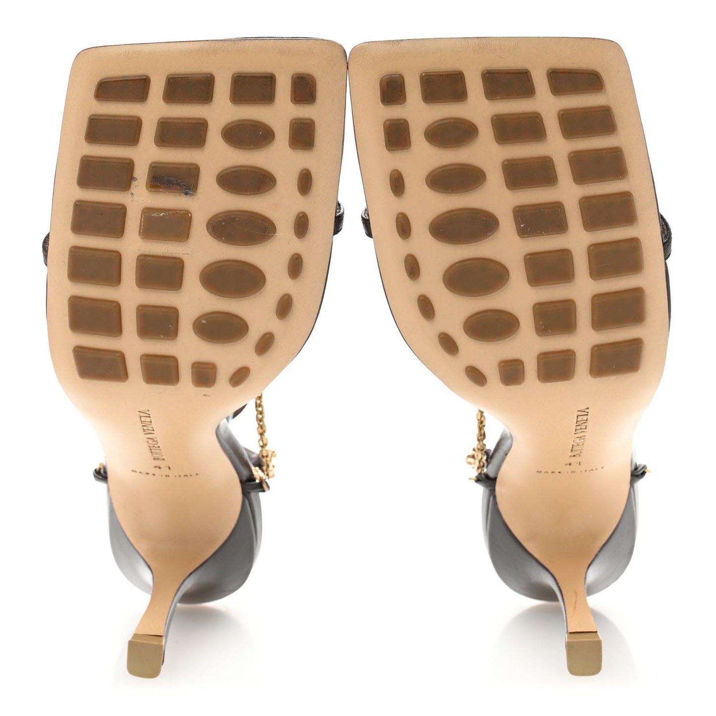 Lambskin Stretch Chain Strap 90mm Sandals 41 Ebony