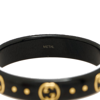 Gucci 18K Yellow Gold Synthetic Corundum Icon Ring 55 7.25 Black 6 of 7
