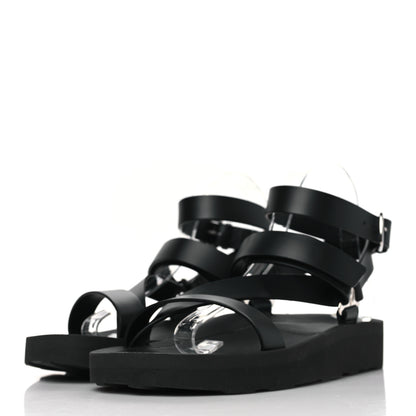 Hermes Calfskin Womens Galaxy Sandals 38.5 Black 3 of 8