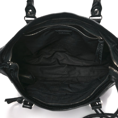 Balenciaga Agneau Classic Silver Hardware S City Logo Strap Black White 5 of 9
