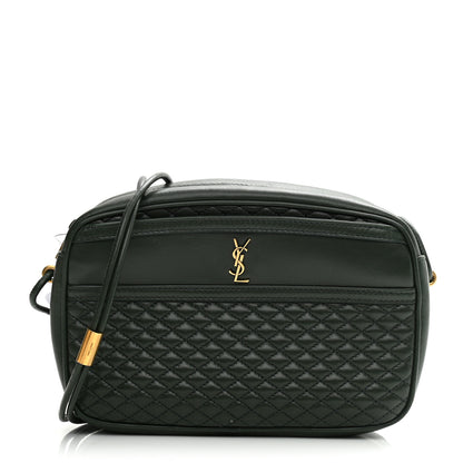Saint Laurent Lambskin Quilted Victoire Camera Bag New Vert Fonce 1 of 7
