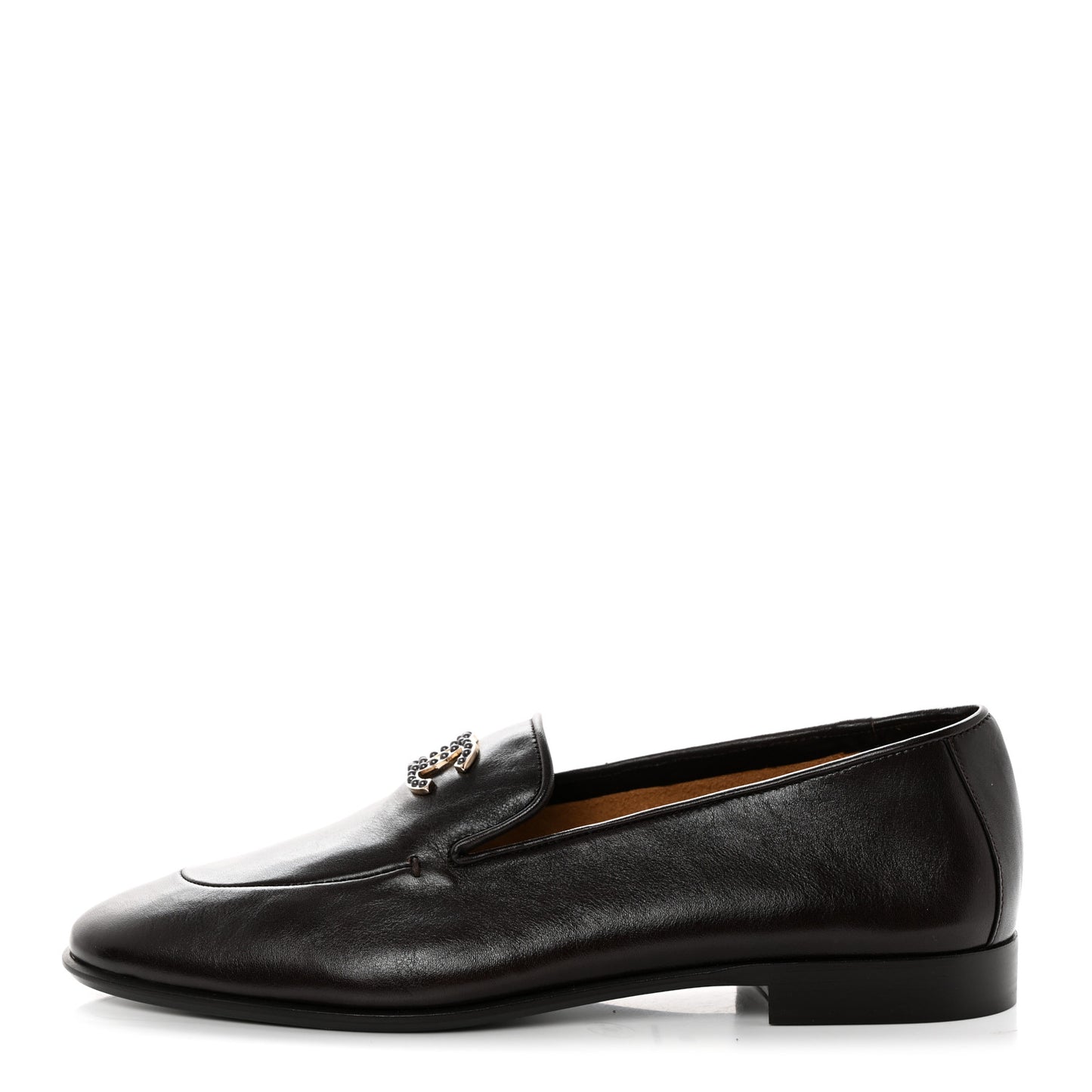 Shiny Calfskin CC Loafers 40 Dark Brown