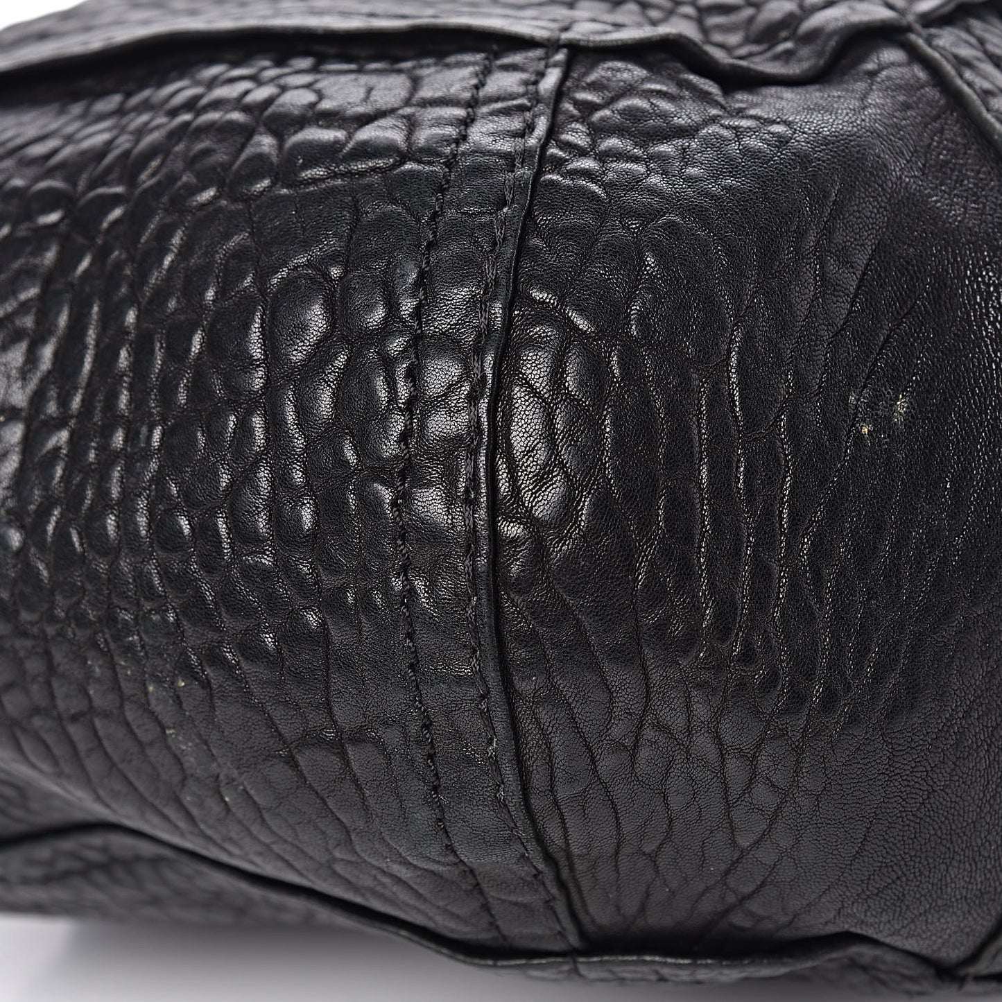 Washed Lambskin Chain Tote Black
